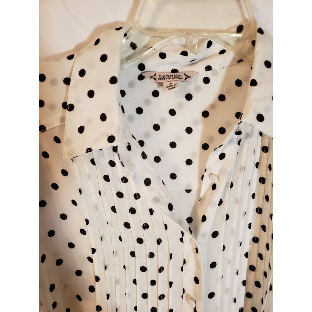Women's Nanette Lepore Black And White Short Sleeve Polka Dot Dress Size 4 - Picture 3 of 3